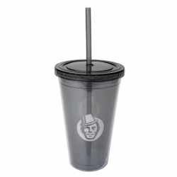 Double wall cup w/straw - Kaffekapslen Grey - 450 ml.