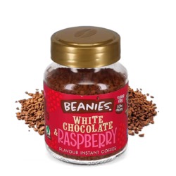White Choc & Raspberry - Beanies 50 g instant coffee