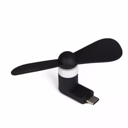 Portable USB-C Fan, Silicone, Small, Black, Energy-efficient Operation