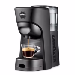 Lavazza, A Modo Mio Tiny Eco, Coffee Capsule Machine, Compact, Compatible with A Modo Mio Coffee Pods, with Automatic Shut-Off, Removable and Adjustable Cup Rest, 1450 W, 220-240 V AC, 50-60 Hz, Black