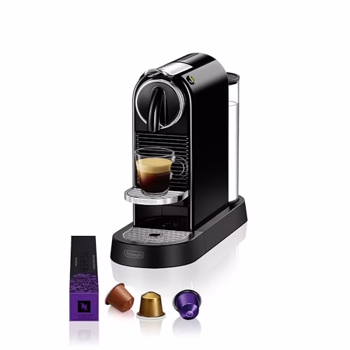 Nespresso Citiz Coffee Machine by De'Longhi for Original Coffee Pods, Italian Inspired Espresso, Quality Coffee, Starter Capsule Set Included, EN167.B, Black