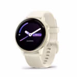 Garmin v?voactive 6 GPS 42mm Smartwatch, AMOLED Touchscreen, All-day Health Monitoring, Personalised Fitness Features, Advanced Sleep Coaching, Music, up to 11 days battery life, Bone/Lunar Gold