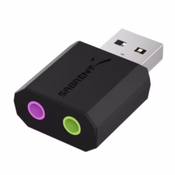 SABRENT USB to AUX Adapter, External USB Sound Card with 3.5mm Jack for Headphones & Mic, Plug & Play Stereo Converter for PC, Mac, PS5, Steam Deck, Laptop (AU-MMSA)