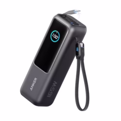Anker Laptop Power Bank, 25,000mAh Portable Charger with Triple 100W USB-C Ports for Multi-Device Charging, Built-In and Retractable Cables, For iPhone 17/16/15 Series, Samsung (Charger not included)