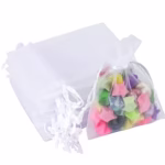 G2PLUS White Organza Gift Pouches - 7x9 CM Small Organza Favor Bags, 50 PCS Wedding Jewelry Bags - Clear Mesh Pouches for Wedding, Christmas, Birthday, Anniversary