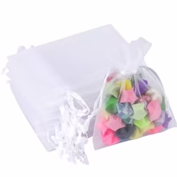 G2PLUS White Organza Gift Pouches - 7x9 CM Small Organza Favor Bags, 50 PCS Wedding Jewelry Bags - Clear Mesh Pouches for Wedding, Christmas, Birthday, Anniversary