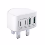 40W USB C Plug Fast Charge, UK 4-Port Multi USB Charger Plug Fast Charging Plug for iPhone 16 15 14 13 12 11 Pro Max SE XS XR Plus, iPad, Samsung Galaxy,Dual Port USBC Power Adaptor Type C Wall Plug