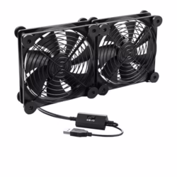 USB PC Fans Dual Row: 140mm with 3 Adjustable Speeds, Double USB Computer Fan 140mm PC Fan with Absorbent Feet for PS5 PS4/Laptop/TV Box/Router