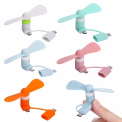 UKCOCO 5pcs Cell Phone Mini Fan,Portable USB Cooling Fan Compatible for Type C and Smartphone-Random Color