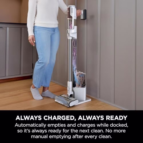 Shark Clean & Empty Cordless Vacuum Cleaner with Auto-Empty System, Lightweight Anti Hair Wrap Vacuum with Pet & Crevice Tools, 40 Mins, Charging Dock, LED Headlights, White,Mohogany, BU3521UKTSB - Image 2