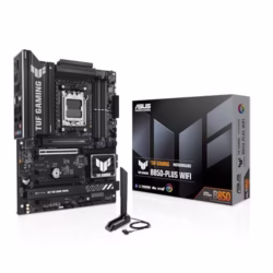 ASUS TUF GAMING B850-PLUS WIFI AMD ATX motherboard, 14+2+1 80A DrMOS power stages, DDR5, PCIe 5.0 Ready, 3xM.2 slots, Wi-Fi 7, Realtek 2.5Gb Ethernet, DisplayPort, HDMI, USB 20Gbps Type-C, Aura Sync