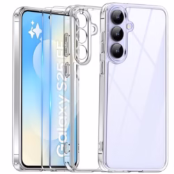 Camera Protection for Samsung Galaxy S25 FE 5G Case with 2 Pack Screen Protector, Anti-Scratch Shockproof Protection, Slim Anti-Yellowing Samsung S25 FE Phone Case, Clear