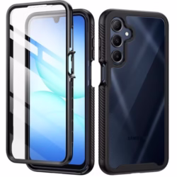 seacosmo for Samsung A17 Case, Galaxy A17 Cover with Screen Protector Full Body Shockproof Protection Armour Cover Slim Fit Bumper Protective Phone Case for Samsung Galaxy A17 4G/5G- Black/Clear