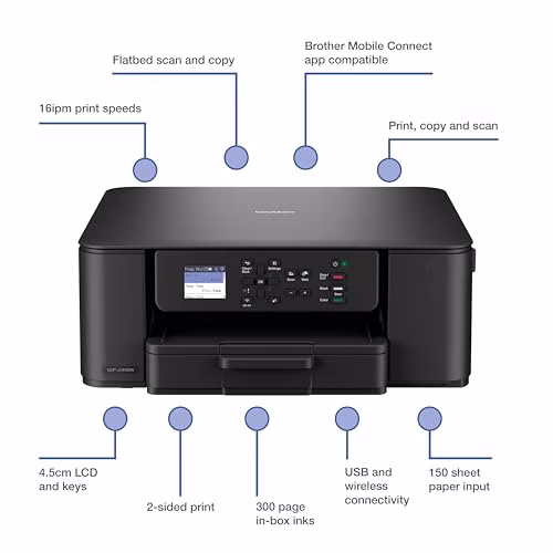 Brother DCP-J1313DW Wireless, A4 Inkjet Printer|all-in-one (Print/Copy/Scan)|Wi-Fi/USB 2.0|A4|2-Sided Print|Photos|Inks|UK Plug - Image 2