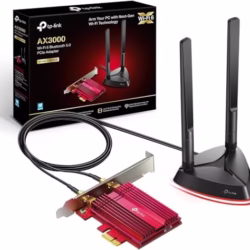 TP-Link Archer TX3000E AX3000Mbps WiFi 6 Bluetooth 5.3 PCIe Adapter with Two Antennas, Intel AX200 WiFi Adapter for PC, PCIe Network Interface Card for Desktop, Low-Profile Bracket Included