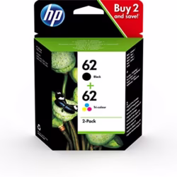HP N9J71AE 62 Original Ink Cartridges, Black and Tri-color, Multipack, 2 Count (Pack of 1)