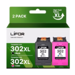 LIFOR 302XL Ink Cartridges 302 Ink Cartridges Combo Pack Remanufactured for HP 302 XL Black and Colour Ink for HP Envy 4520 4527 4524 4523 OfficeJet 3835 3830 3831 4650 DeskJet 3630 Packing May Vary