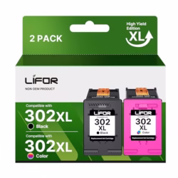 LIFOR 302XL Ink Cartridges 302 Ink Cartridges Combo Pack Remanufactured for HP 302 XL Black and Colour Ink for HP Envy 4520 4527 4524 4523 OfficeJet 3835 3830 3831 4650 DeskJet 3630 Packing May Vary