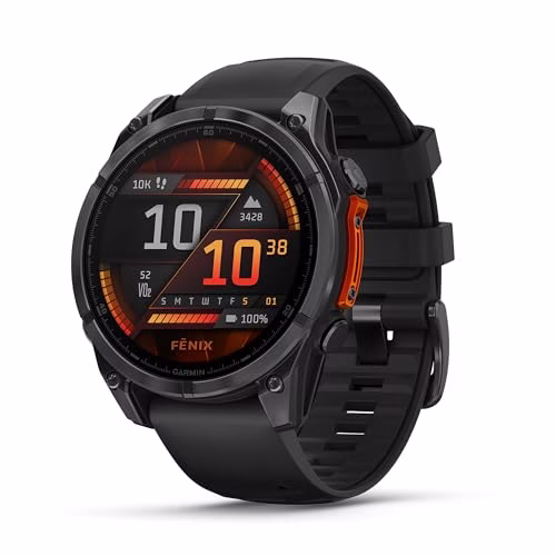 Garmin f?nix 8 GPS 47mm Premium Smartwatch, AMOLED Touchscreen, Multisport, Advanced Health & Training Features,Built-in LED flashlight,Adventure Watch with up to 29 days battery life, Slate Grey