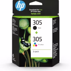 HP 305 Black/Tri-color Original Ink Printer Cartridges Combo (X4D37AE) - Works with: HP DeskJet 1110/2130/3630, ENVY 4520,451X, OfficeJet 3830/3831/4650,52XX