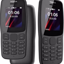 Nokia 106 all carriers 4GB Dual Sim 2018 Dark Grey With LED Torch - FM Radio - Big Button Phone