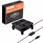 Quiet 120mm Router Fan Cooler with L/M/H 3-Degree Speed Controller,DC 5V USB Powered Cooling Case Fan for Router Modem Receiver DVR Playstation TV Box Computer Cabinet Cooling