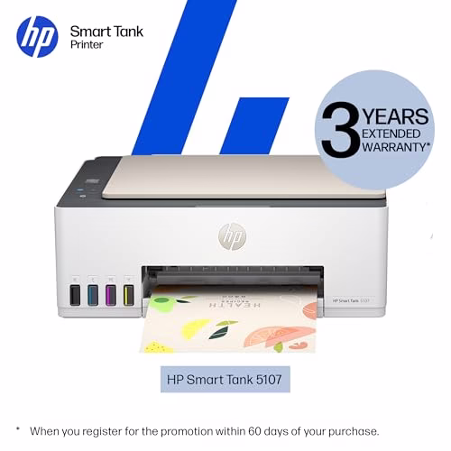 HP Smart Tank 5107 All in One Printer | Perfect for Home | Colour | Wireless | Print, Scan, Copy | Refillable | Includes up to 3 Years of Ink | Smart Buttons | Easy Setup | Reliable Wi-Fi - Image 2