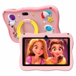 VASOUN 7 Inch Kids Tablet - Android 13 | 4GB RAM 32GB Storage | Parental Controls | Shockproof Case | 3500mAh Battery | WiFi & Bluetooth | Dual Camera | Child-Friendly (Pink)