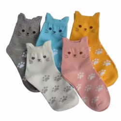 Jeasona 5 Pairs Cotton Socks for Women Size 4-9 Over-ankle Length Animal Themed Cute Patterns