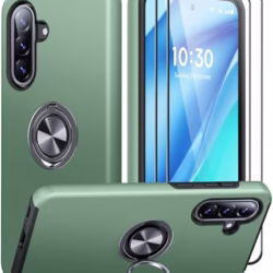 AOUIA for Samsung Galaxy A56 5G Case with 2 Pack Screen Protector, Military Protection Shockproof Samsung A56 5G Phone Case with 360° Rotating Ring Kickstand for Samsung A56, Alpine Green