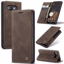 for Google Pixel 9a Case, Wallet Case Flip Leather with Card Holder Magnetic Closure Shockproof Kickstand Protective Phone Cases Cover for Pixel 9a, Coffee