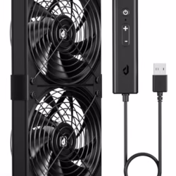upHere Gaming U3UK2 Dual 120mm USB Fan, DC 5V Quiet Computer Cooling Fan, 4 Adjustable Speeds, Dual Ball Bearing 1600RPM for Receiver DVR PS5 Xbox Computer Cabinet