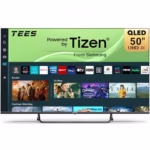 Tees 50 inch 4K QLED Smart TV, Tizen OS UHD Central Stand Design Television with AppleTV+ BBC Netflix Freeview Gaming Hub, MEMC HDR10 Ideal Large Screen for Living Room, Made in the UK