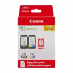 Canon Ink & Paper Multipack - PG-545/CL-546 Genuine Printer Ink Cartridges 2 Pack (1 x Black, 1 x Colour) & 4x6 Photo Paper (50 x Sheets) For TS3350, TS4550, TS3450, TS3150, TR4650, MX495