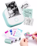 Memoking Print Pods Mini Printer - T02 Thermanote Thermal Sticker Printer for Kids, Gifts Portable Label Maker Inkless Sticker Maker Machine, Pocket Phone Instant Print for Study, Anatomical Diagrams