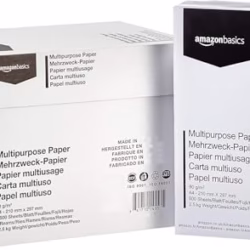 Amazon Basics Multi-Purpose Copy Printer Paper, A4 80 GSM, 2500 Count (Pack of 5), White