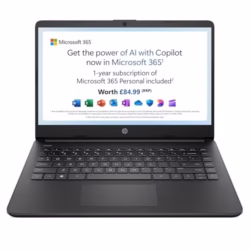 HP Stream 14" Laptop | Intel N4120 Processor | 4 GB RAM | 64 GB eMMC | Intel UHD Graphics | HD Display | Dual Speakers | Microsoft 365 Personal 12 month included | Win 11| Jet Black | 14s-dq0000sa