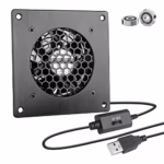 80mm USB Cabinet Fan, 5V 2600RPM 32CFM usb pc fan for Cooling Radiator, with Black Metal Panel for Home Theater AV Cabinet Cooling (1Set)