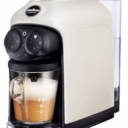 Lavazza, A Modo Mio Deséa Coffee Capsule Machine, Compatible with A Modo Mio Coffee Pods, Touch Interface, Sound Alerts, Automatic Shut-Off, Dishwasher-Safe Components, 1500W, 220-240V, White Cream