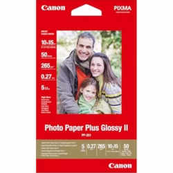 Canon PP-201 Glossy II Photo Paper Plus 4x6" (50 Sheets) - Ideal for Photo Printing, High-Gloss Finish - Durable Prints, Instant Touch-Dry - Compatible with Canon Inkjet Printers