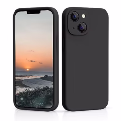 CALOOP Slim-Fit for iPhone 13 Case,Skin Soft Liquid Silicone,Sturdy Shockproof Hard Frame Cover with Anti-Scratch Microfiber Lining,Full Protection for Screen and Camera Lens, 6.1 inch(Black)