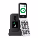 DORO Phone - Doro Leva E30 - 4G Flip Phone For Elderly - Large 2.8" Screen, External Display, High Contrast Keys, Loud & Clear Sound, Camera - Doro Secure Button - Charging Cradle - Black/White
