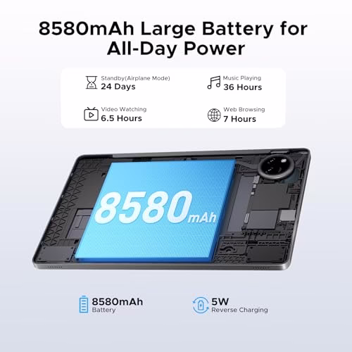 DOOGEE TAB A9+ 2025 Newest Android 16 Tablet with Gemini AI, 11 Inch 8580mAh Tablet With Keyboard, T7200 Octa Core Android Tablets, 20GB+64GB / 2TB Tablets With Pen, 13+5MP, 2 Speakers, Mouse & Case - Image 4