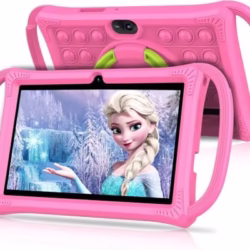 VASOUN Kids Tablet 7 inch, Android 13 Tablet for Kids, Toddler Tablets with Shockproof Case, 4GB(2+2) RAM 32GB ROM, Parental Control, GMS Certified WiFi Dual Camera with Eye Protection (Pink)