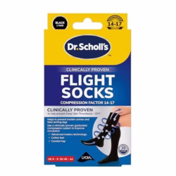 Dr. Scholl's Flight Socks - Clinically Proven Compression Socks for Flight Travel - Help Prevent Swollen Ankles and Deep Vein Thrombosis (DVT) - Sheer - Size 6-9, 1 Pair