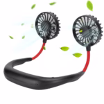 Wearable Neck Fan, Sports Hanging Neck Fan USB Charging Portable Lazy Fan Folding Desktop Handsfree Mini USB Rechargeable Wearable Neckband Fan for Traveling Sport Outdoor Camping Office (黑色)