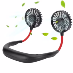 Wearable Neck Fan, Sports Hanging Neck Fan USB Charging Portable Lazy Fan Folding Desktop Handsfree Mini USB Rechargeable Wearable Neckband Fan for Traveling Sport Outdoor Camping Office (黑色)