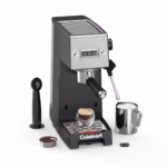Cuisinart® Slim Espresso Machine | Espresso, Americano, Cold Brew | Integrated milk frother for Lattes and Cappuccino | 15-Bar Pressure, Bottomless Portafilter |Compact Design, Travel Mug Compatible
