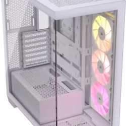 CORSAIR 3500X ARGB Mid-Tower ATX PC Case – Panoramic Tempered Glass – Reverse Connection Motherboard Compatible – 3x CORSAIR RS120 ARGB Fans Included – White