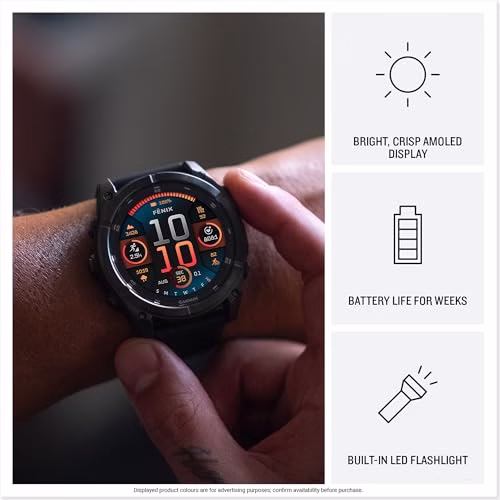 Garmin f?nix 8 GPS 47mm Premium Smartwatch, AMOLED Touchscreen, Multisport, Advanced Health & Training Features,Built-in LED flashlight,Adventure Watch with up to 29 days battery life, Slate Grey - Image 4